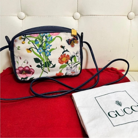 Gucci Floral Crossbody Bag - Navy and Multicolor - Picture 3 of 16